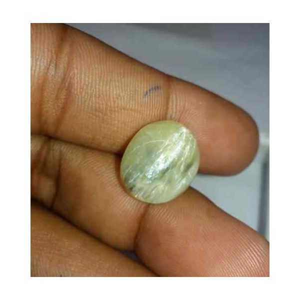 12.05 Carat Creamish White Kanak Khet Chrysoberyl Cat's Eye 16.38 x 13.36 x 9.30 mm