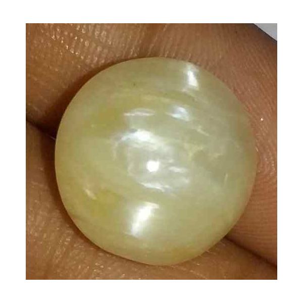 11.49 Carat Creamish White Kanak Khet Chrysoberyl Cat's Eye 14.09 x 14.08 x 8.96 mm