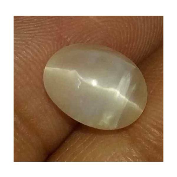 1.96 Carat Creamish White Kanak Khet Chrysoberyl Cat's Eye 9.37 x 7.28 x 5.22 mm