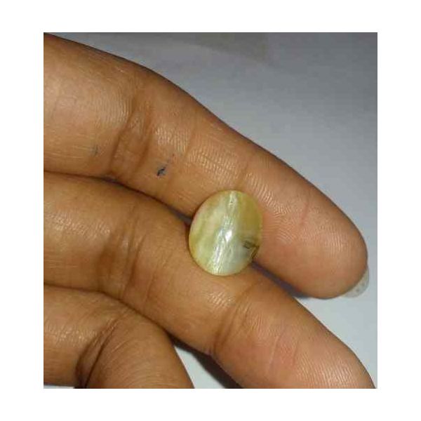 4.89 Carat Creamish White Kanak Khet Chrysoberyl Cat's Eye 12.36 x 10.19 x 6.86 mm