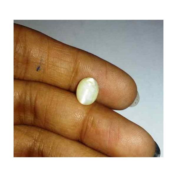 1.68 Carat Creamish White Kanak Khet Chrysoberyl Cat's Eye 8.93 x 6.86 x 5.09 mm