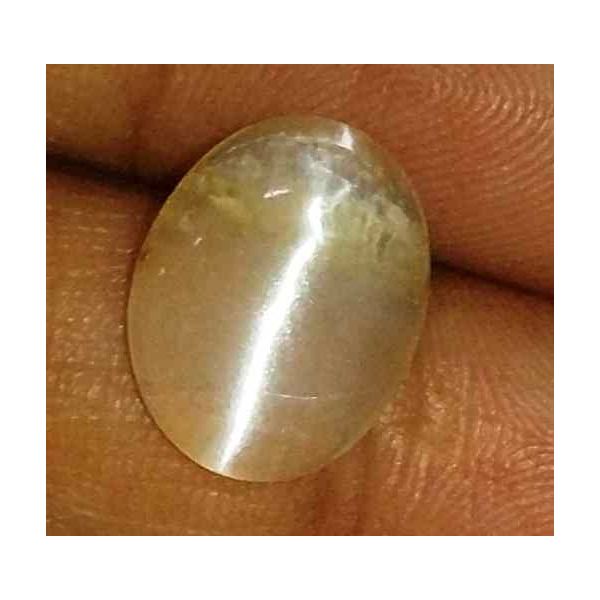 2.45 Carat Creamish White Kanak Khet Chrysoberyl Cat's Eye 12.81 x 9.87 x 3.61 mm