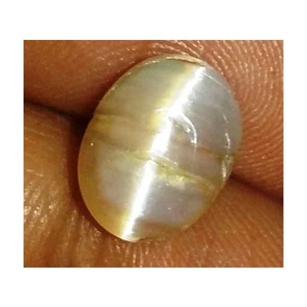 2.3 Carat Creamish White Kanak Khet Chrysoberyl Cat's Eye 10.06 x 7.71 x 5.47 mm