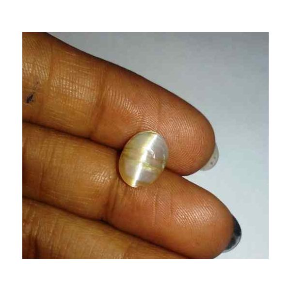 2.3 Carat Creamish White Kanak Khet Chrysoberyl Cat's Eye 10.06 x 7.71 x 5.47 mm