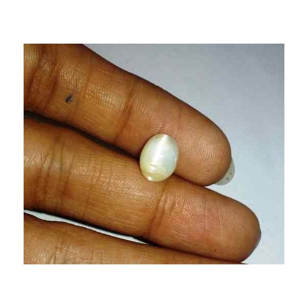 1.44 Carat Creamish White Kanak Khet Chrysoberyl Cat's Eye 9.01 x 7.03 x 4.04 mm