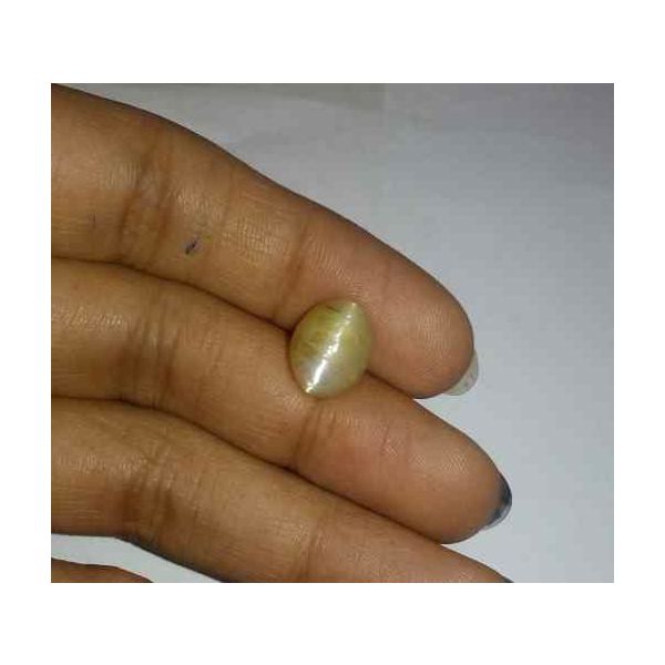 3.78 Carat Creamish White Kanak Khet Chrysoberyl Cat's Eye 10.96 x 8.73 x 6.37 mm