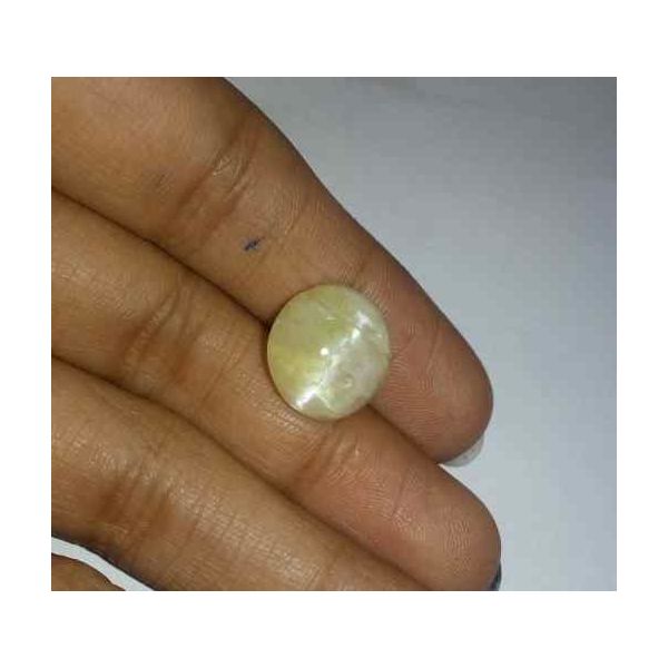 8.94 Carat Creamish White Kanak Khet Chrysoberyl Cat's Eye 13.16 x 12.77 x 8.84 mm