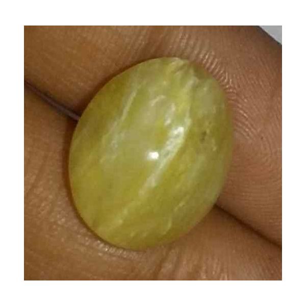 9.9 Carat Yellow Kanak Khet Chrysoberyl Cat's Eye 15.53 x 12.34 x 8.69 mm