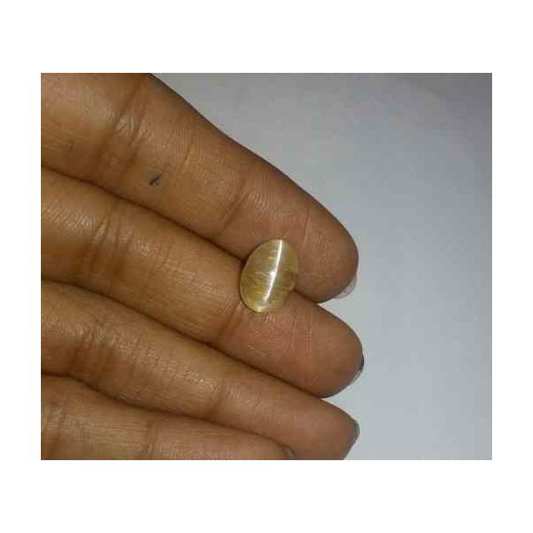 2.49 Carat Yellow Kanak Khet Chrysoberyl Cat's Eye 10.62 x 7.70 x 6.14 mm