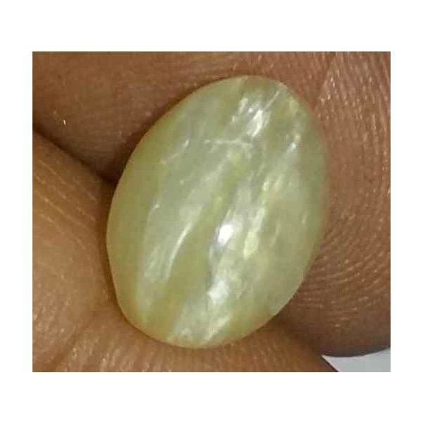 3.01 Carat Yellow Kanak Khet Chrysoberyl Cat's Eye 10.80 x 8.01 x 5.66 mm