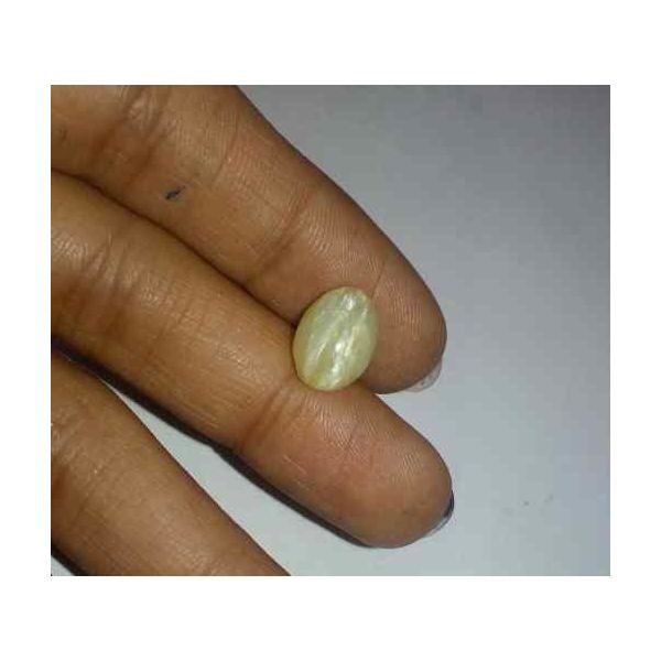 3.01 Carat Yellow Kanak Khet Chrysoberyl Cat's Eye 10.80 x 8.01 x 5.66 mm