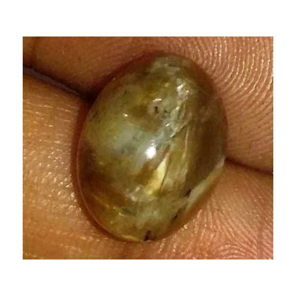 7.02 Carat Yellow Kanak Khet Chrysoberyl Cat's Eye 13.30 x 9.96 x 9.21 mm