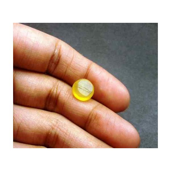 3.56 Carat Yellow Kanak Khet Chrysoberyl Cat's Eye 9.75 x 9.69 x 6.47 mm