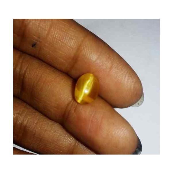 2.14 Carat Yellowish Brown  Kanak Khet Chrysoberyl Cat's Eye 8.95 x 6.68 x 5.50 mm