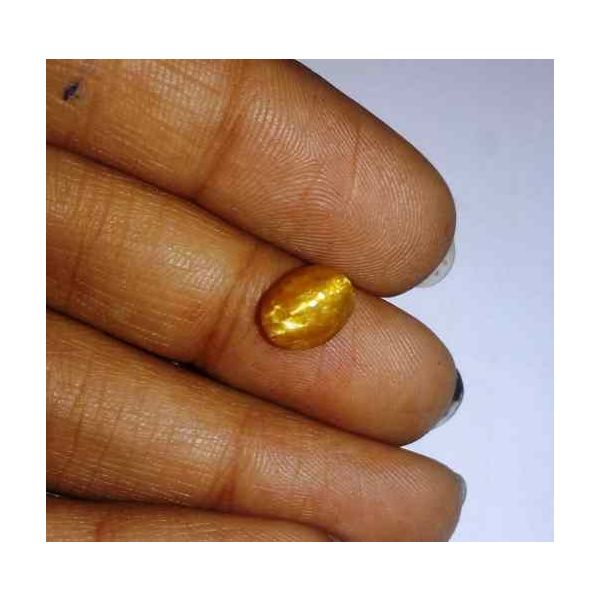 1.97 Carat Yellowish Brown  Kanak Khet Chrysoberyl Cat's Eye 9.62 x 6.25 x 5.33 mm