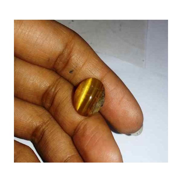 6.72 Carat Orangish Yellow Kanak Khet Chrysoberyl Cat's Eye 14.42 x 11.11 x 7.16 mm