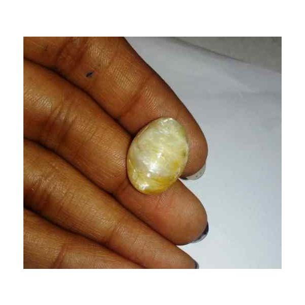 11.31 Carat Orangish Yellow Kanak Khet Chrysoberyl Cat's Eye 17.68 x 13.11 x 8.88 mm