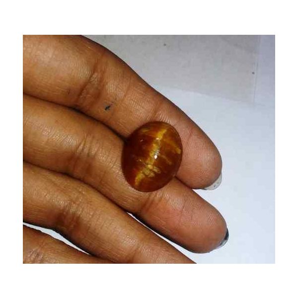 12.16 Carat Orangish Yellow Kanak Khet Chrysoberyl Cat's Eye 17.66 x 13.85 x 8.62 mm