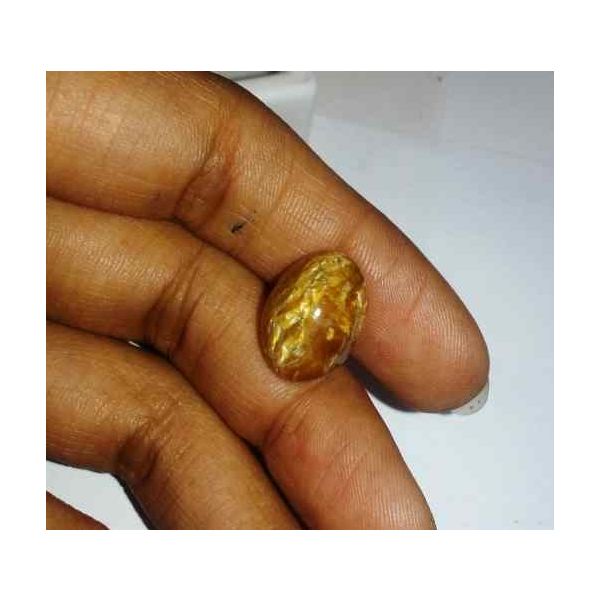 7.5 Carat Orangish Yellow Kanak Khet Chrysoberyl Cat's Eye 15.03 x 10.70 x 8.30 mm