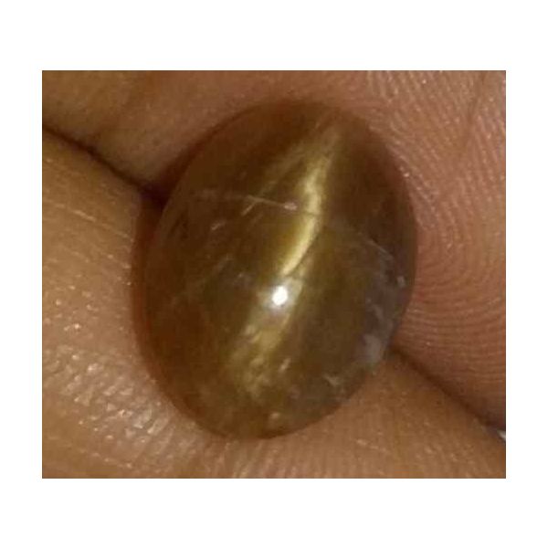 3.59 Carat Orangish Yellow Kanak Khet Chrysoberyl Cat's Eye 11.76 x 8.76 x 6.81 mm