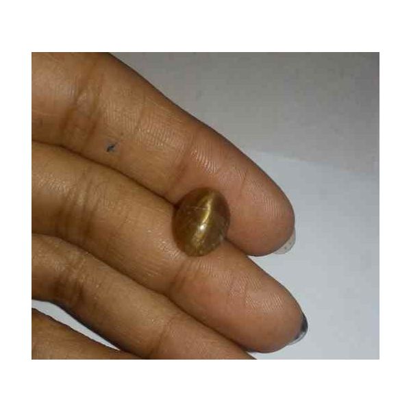 3.59 Carat Orangish Yellow Kanak Khet Chrysoberyl Cat's Eye 11.76 x 8.76 x 6.81 mm