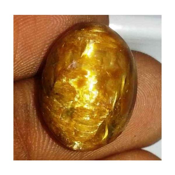 13.15 Carat Orangish Yellow Kanak Khet Chrysoberyl Cat's Eye 16.84 x 12.76 x 10.15 mm