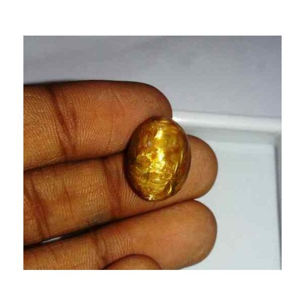 13.15 Carat Orangish Yellow Kanak Khet Chrysoberyl Cat's Eye 16.84 x 12.76 x 10.15 mm