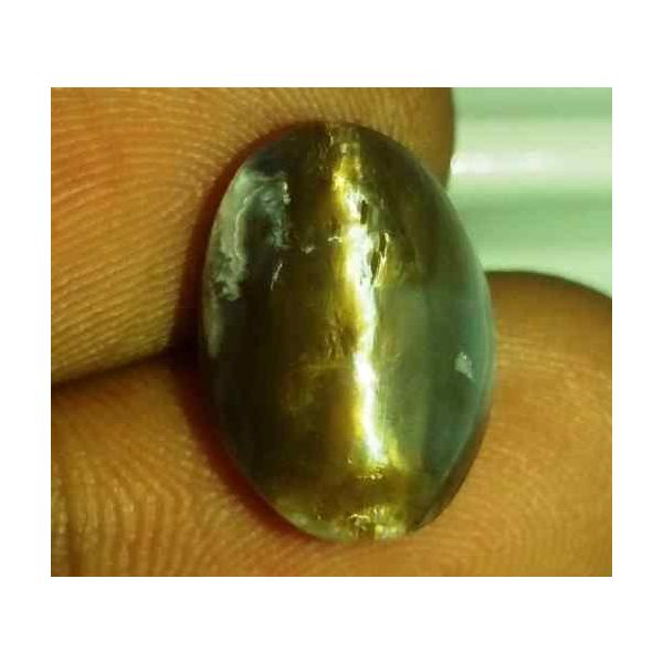 6.41 Carat Orangish Yellow Kanak Khet Chrysoberyl Cat's Eye 13.77 x 9.48 x 8.14 mm