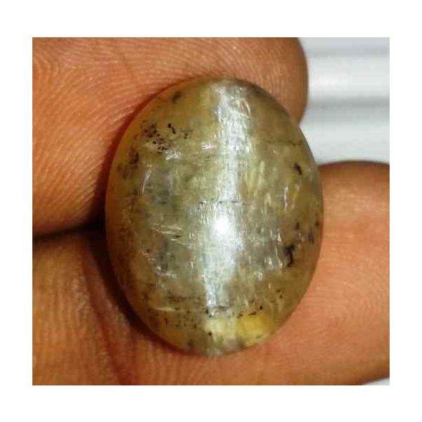 10.25 Carat Orangish Yellow Kanak Khet Chrysoberyl Cat's Eye 17.77 x 13.22 x 7.64 mm