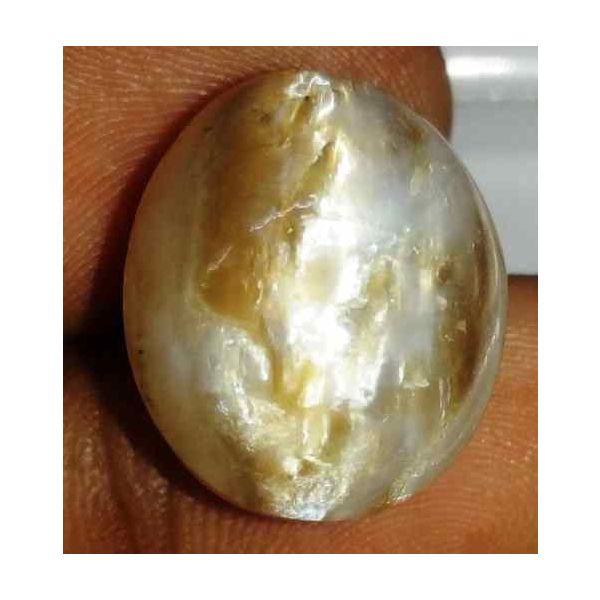 17.3 Carat Orangish Yellow Kanak Khet Chrysoberyl Cat's Eye 17.50 x 14.77 x 11.88 mm