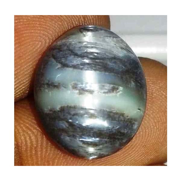 8.34 Carat Black + White Kanak Khet Chrysoberyl Cat's Eye 15.56 x 13.04 x 7.26 mm