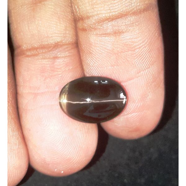 4.73 Carats Natural Greenish Black Cat's Eye Silliminite 12.60 x 8.70 x 5.40 mm