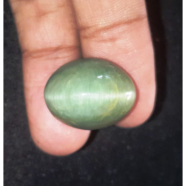 25.99 Carats Natural Greyish Green Cat's Eye Quartz 20.04 x 15.91 x 11.60 mm