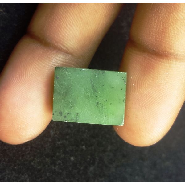 17.82 Carats Natural Green Nephrite Jade 15.85 x 12.05 x 7.61 mm