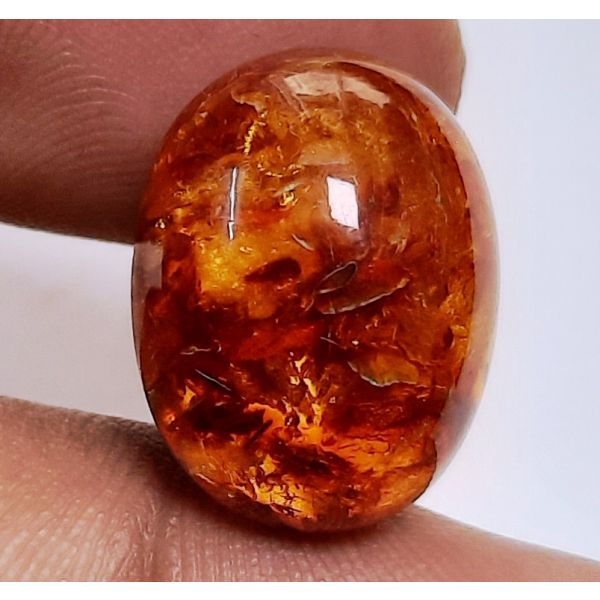 6.17 Carats Natural Orangish Red Amber 17.95 x 13.87 x 8.61 mm
