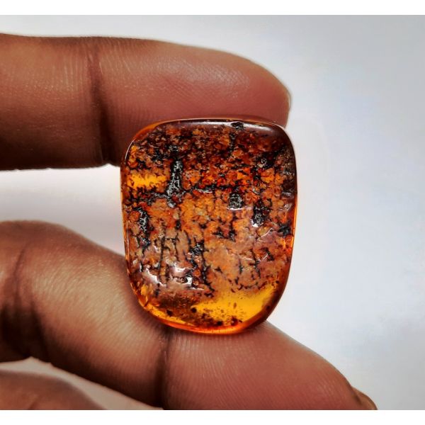 16.48 Carats Natural Orangish Red Amber 25.37 x 20.45 x 8.55 mm