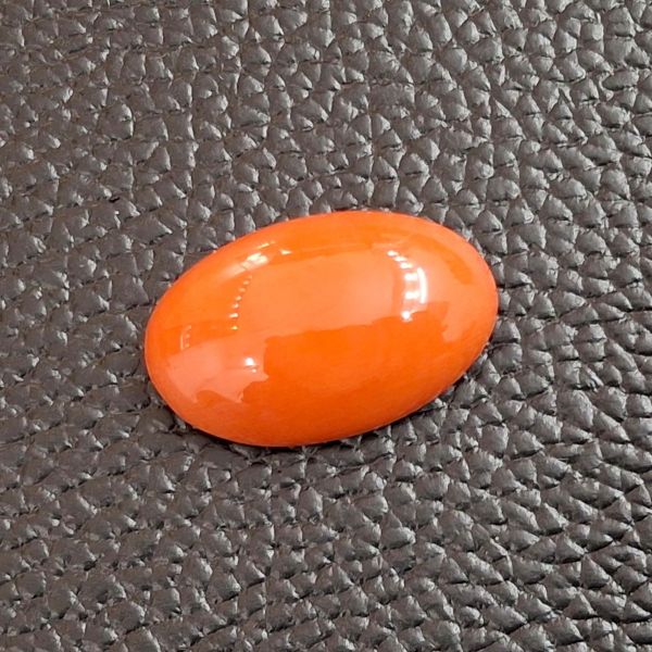 15.73 Carat Natural Japanese Orangish Red Coral 23.06 x 14.80 x 6.53 mm