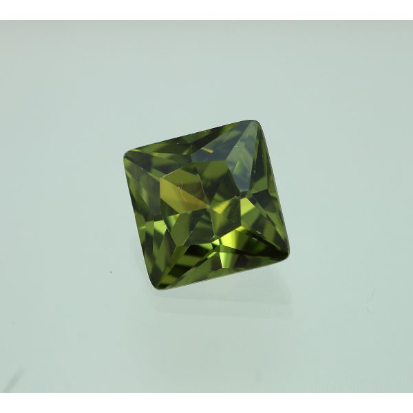 14 Carats Olive Green Cubic Zircon Square shape 12x12 MM