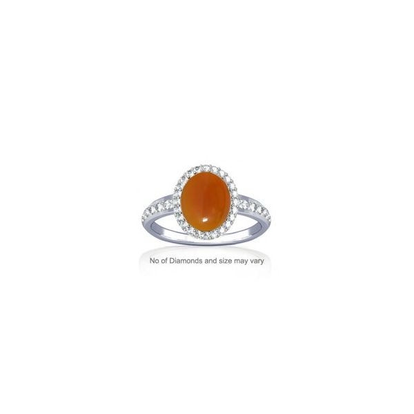 Natural Carnelian With Diamond Sterling Silver Ring - K19