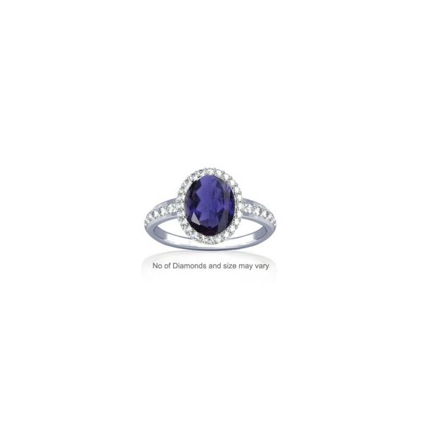 Natural Iolite with Diamond Sterling Silver Ring - K19
