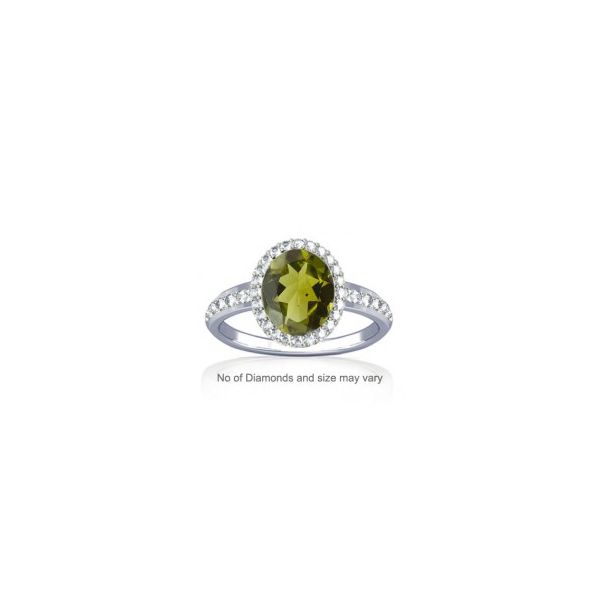 Peridot With Dazzling Diamond Sterling Silver Ring - K19