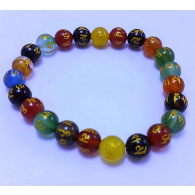 27 Gram Om Mani Stone Bracelet Bead Size 10 MM (Bracelet Length 8 Inch)