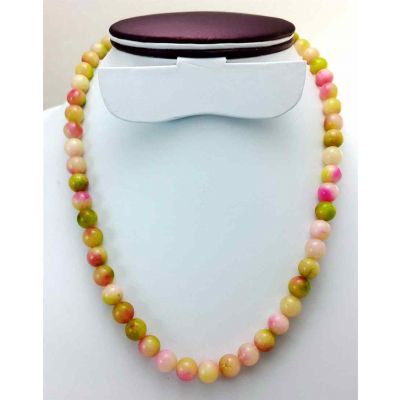 46 Gram Pink & Green Jade Rosary Bead Size 8 MM (Length 19 Inch)