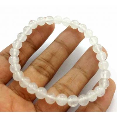 11 Gram  White Jade Bracelet Bead Size 6 MM (Length 8 Inch)