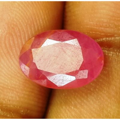 3.43 Carats Natural Pinkish Red Ruby  10.89 x 7.28 x 4.52 mm