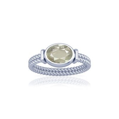 White Quartz Sterling Silver Ring - K11