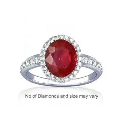 Unheated Untreated Natural Guinea Ruby and Diamond Sterling Silver Ring - K19